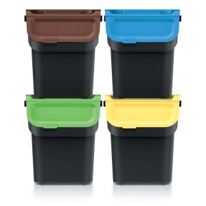 Kosze do recyklingu z filtrem Kaddi Q 4x20 L czarne