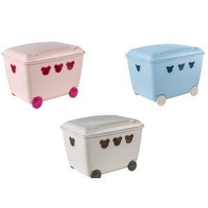 POJEMNIK NA ZABAWKI "BEAR" 55L Z KÓŁKAMI