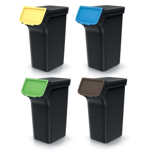 Zestaw koszy do segregacji Stackbox Q 4x25 L czarne