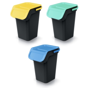 Kosze do recyklingu z filtrem Kaddi Q 3x25 L czarne