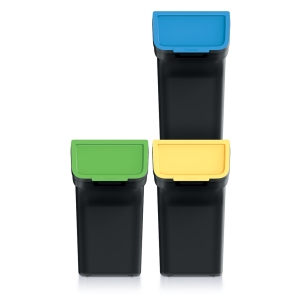 Kosze do segregacji Stackbox Q set 3x20 L czarne
