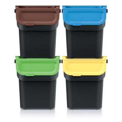 Kosze do recyklingu z filtrem Kaddi Q 4x20 L czarne