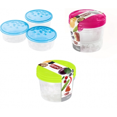 Komplet 3 Okrągłych Pojemników Rukolla BRANQ 2 x 0,5 L +0,75