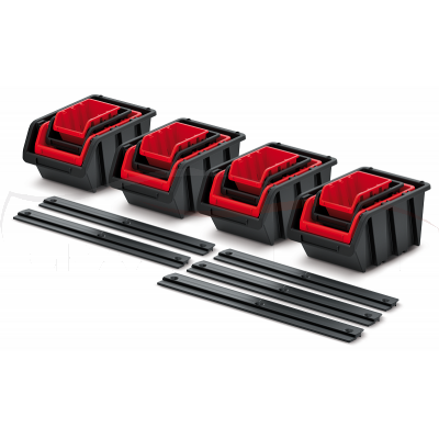 Pojemniki warsztatowe na listwach Kistenberg Settruck set of storage bins KST16 2kolory mix