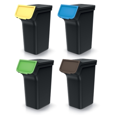 Zestaw koszy do segregacji Stackbox Q 4x25 L czarne