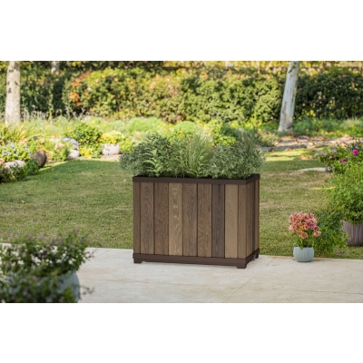 Keter Deco Rectangle Planter Tall - donica skrzyniowa orzech