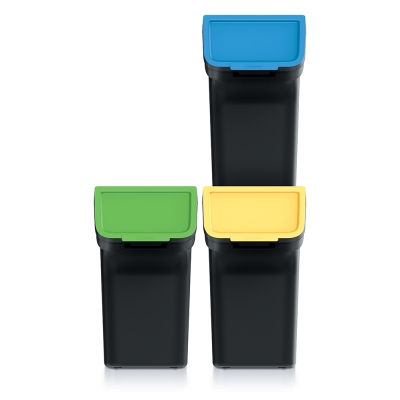 Kosze do segregacji Stackbox Q set 3x20 L czarne