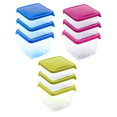 Komplet Kwadratowych Pojemników Do Żywności Rukkola BRANQ 2 x 0,45L + 0,75L