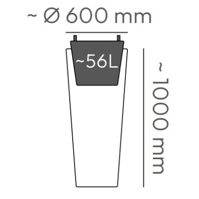 Prosperplast ETHICK Donica z wkładem Tubra Round Slim TTSO60