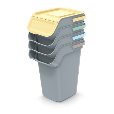 Kosze do recyklingu z filtrem Kaddi Q 4x25 L szare